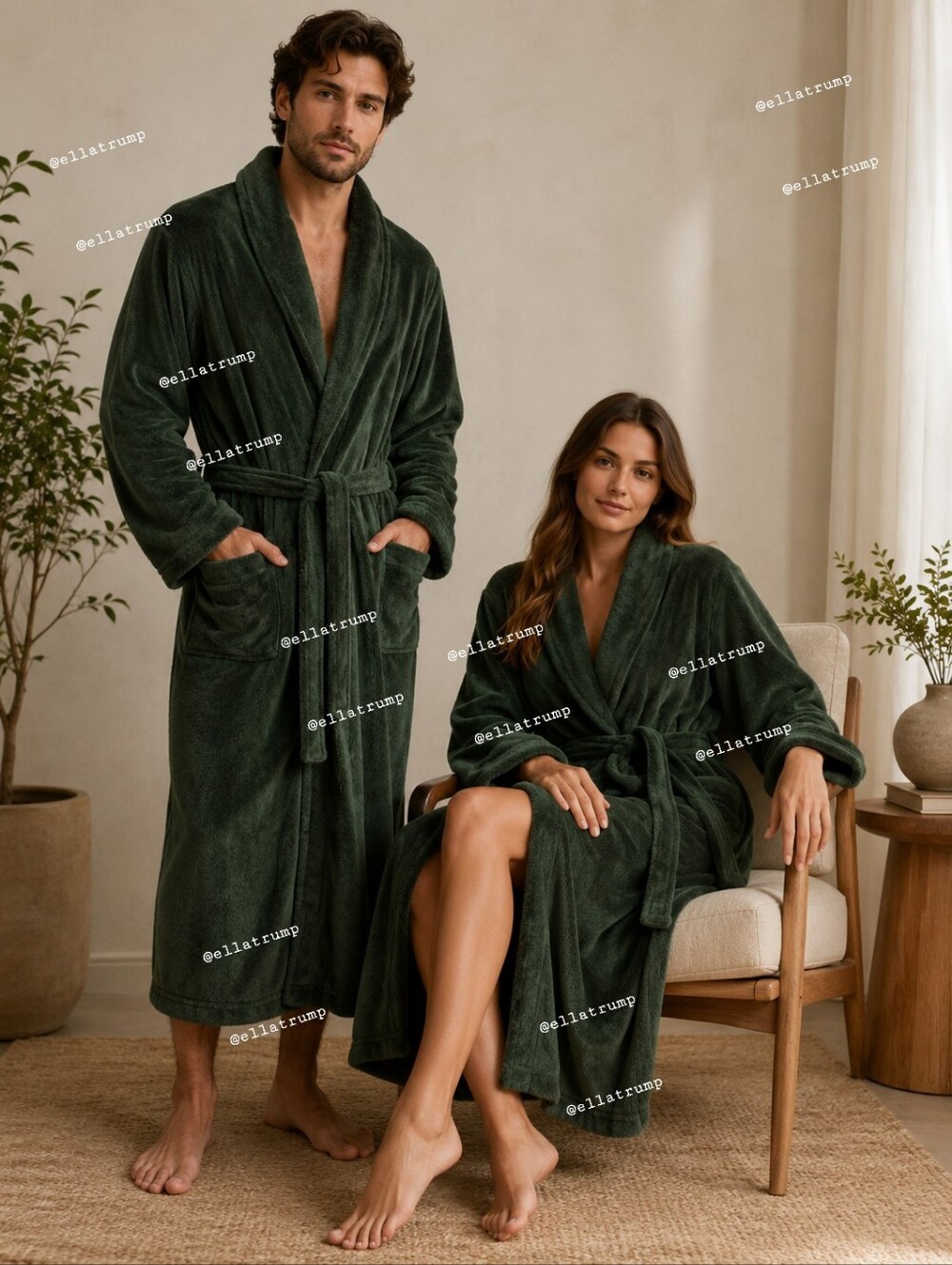 One Unisex Stafford Essential Green One Size Fits Most Robe